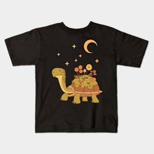 Tortoise with flowers on its back Kids T-Shirt